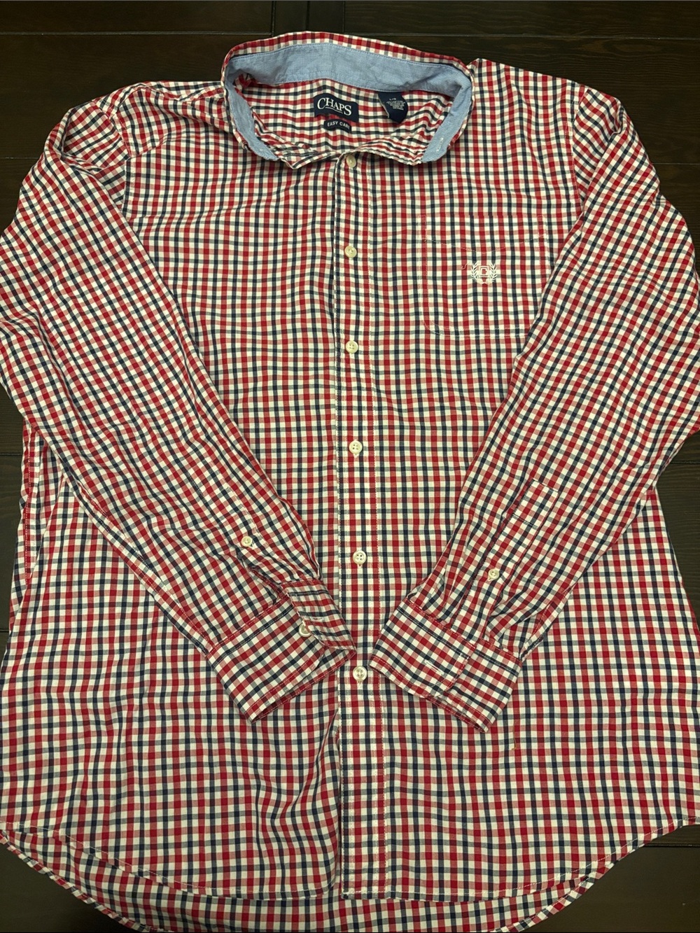 Chaps Men's Red, Blue & White Gingham Button-Down Shirt
